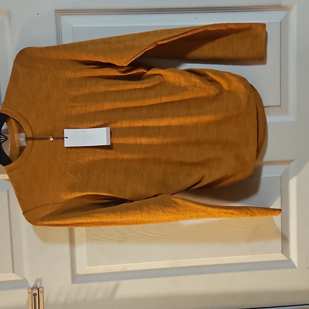 CALIA Women's Tissue Texture Long Sleeve Golf Crew: GOLDEN WARMTH: NWT: SIZE S